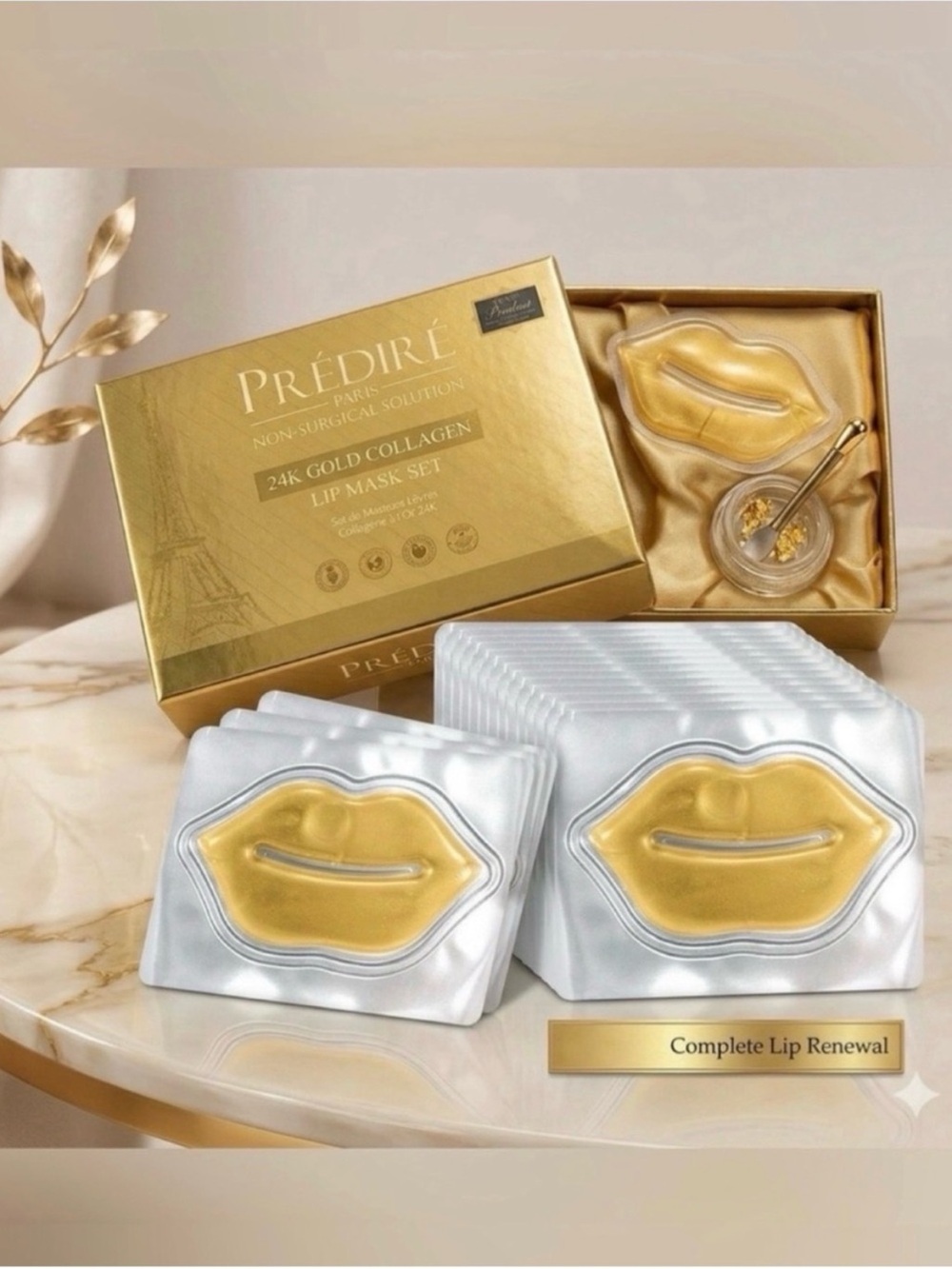 Predire Paris 24K Gold Collagen Lip Mask Set $400 Retail